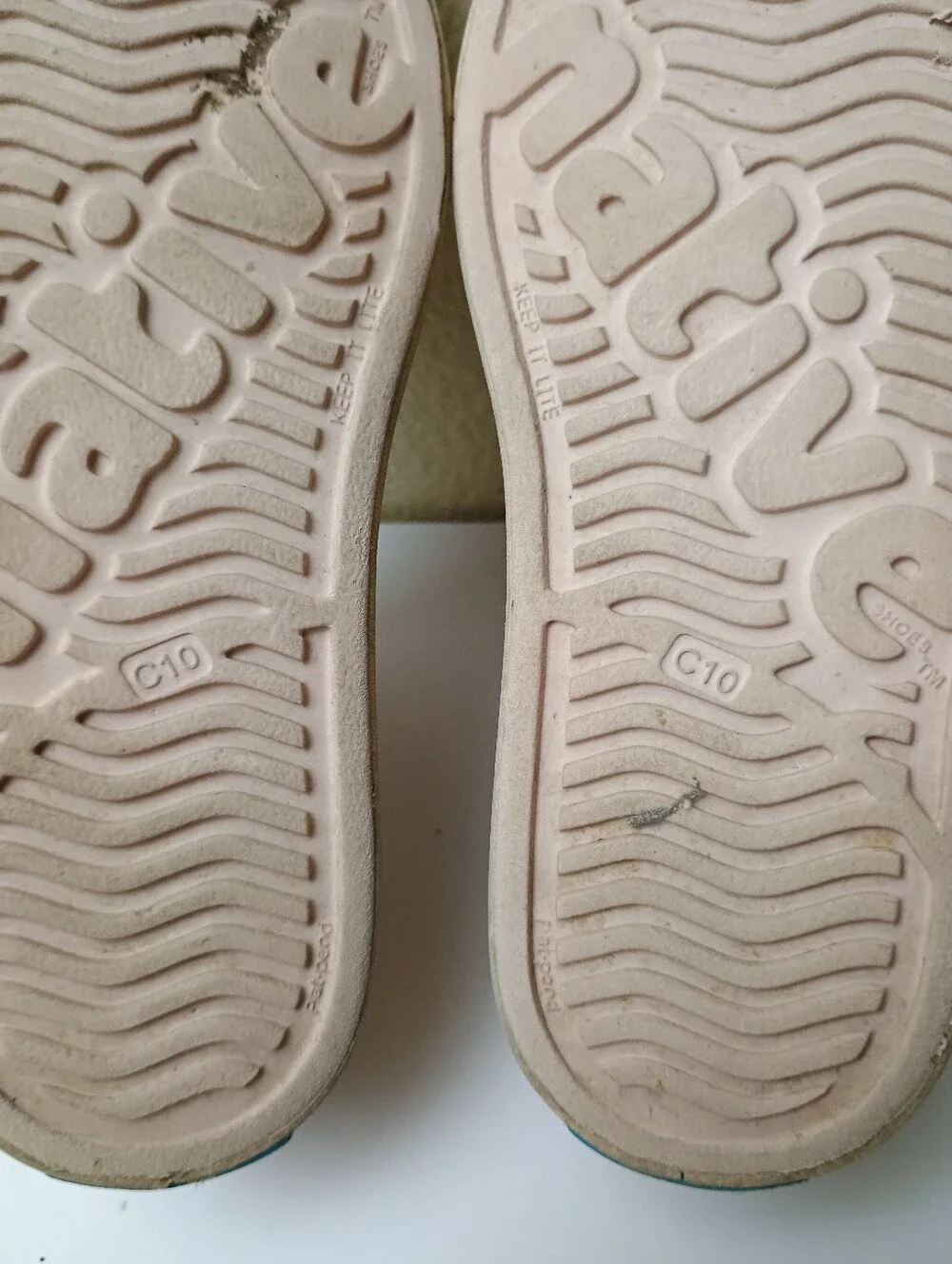 Native Little Kids Slip-On Water Shoes in White and Glitter Gold - Washable
